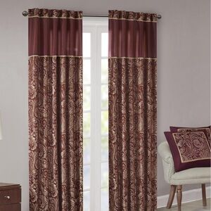 Madison Park Burgundy and Gold Paisley Drapes